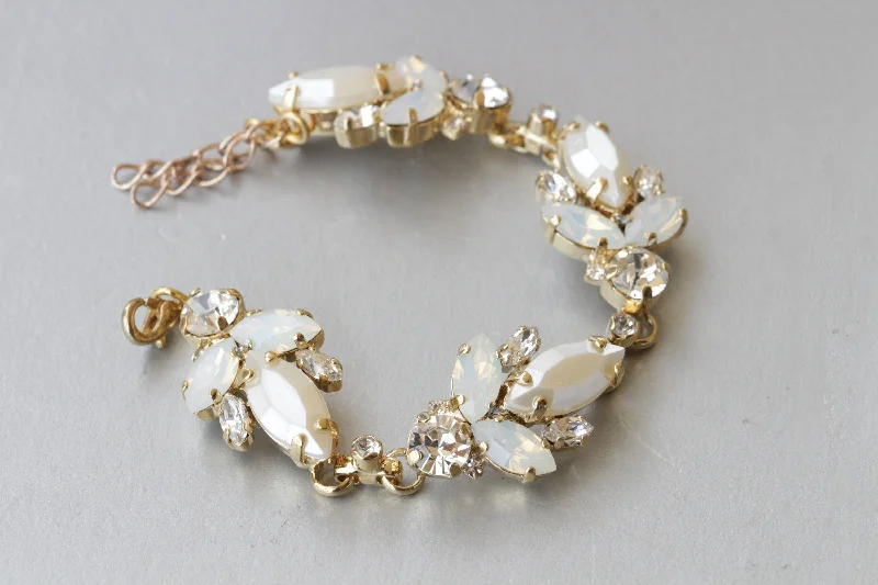 Gem stack bangles-PEARL BRIDAL BRACELET