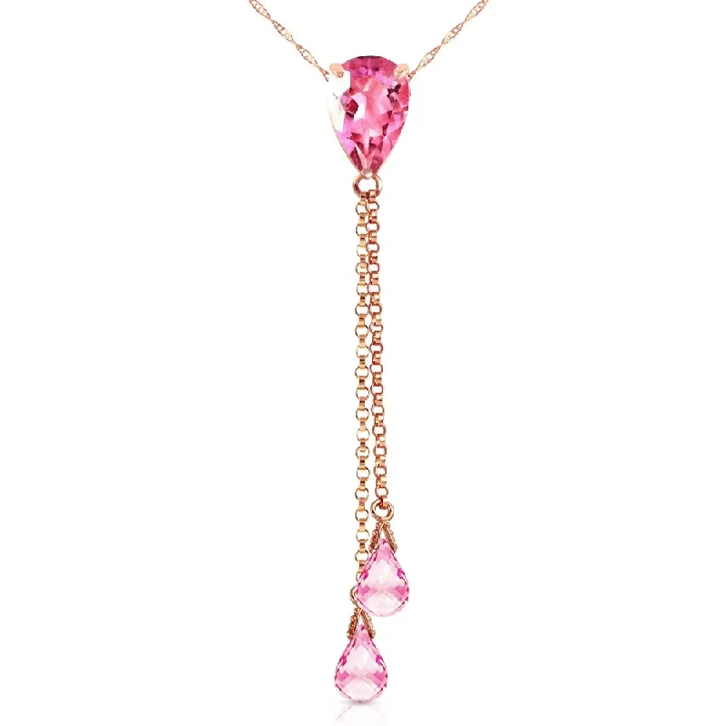 Thick bar necklaces-14K Rose Gold Necklace w/ Pink Topaz