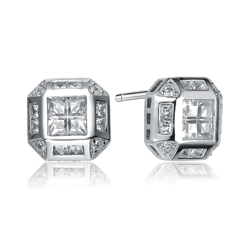 Déco Octagon Button Earrings