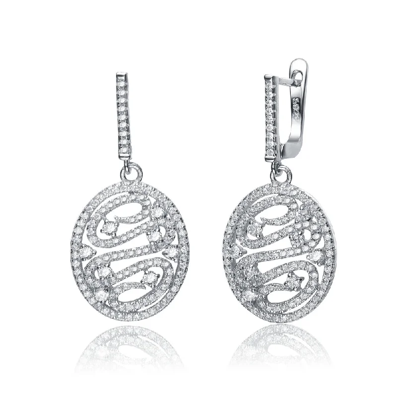 Sophie Swirl Design Oval Shape Drop Earrings