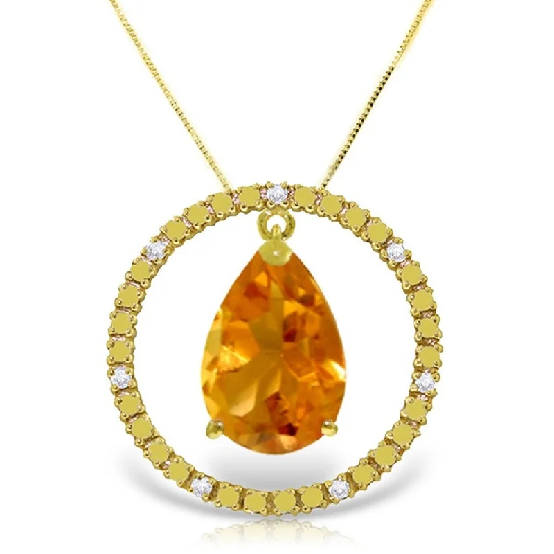 Worn medallion necklaces-6.6 Carat 14K Gold Diamond Citrine Circle of Love Necklace