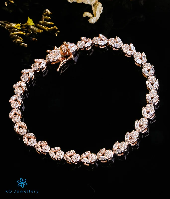 Chunky stone bangles-The Bisous Silver Rose-gold Bracelet