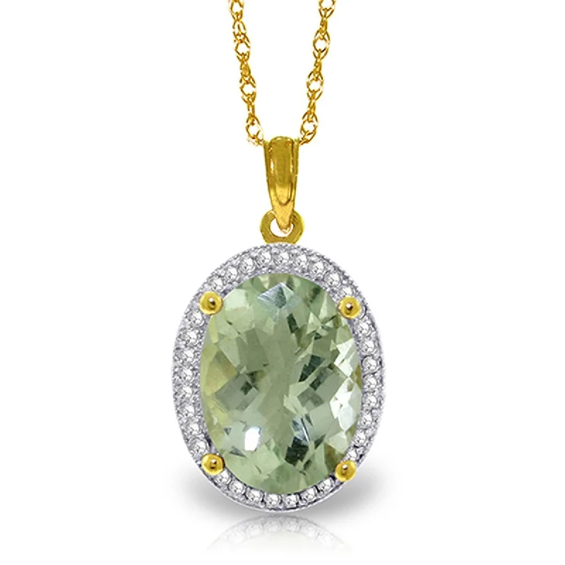 Stellar sign necklaces-5.08 Carat 14K Solid Gold Loren Green Amethyst Diamond Necklace