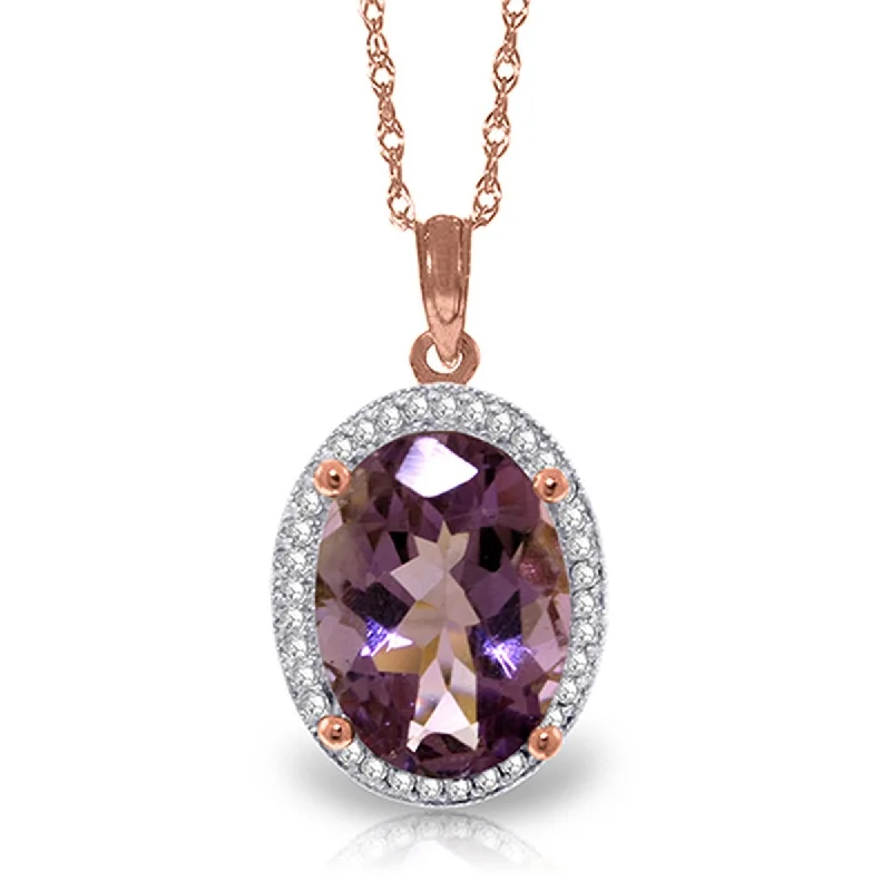 Retro deco necklaces-5.28 Carat 14K Solid Gold Loren Amethyst Diamond Gemstone Necklace