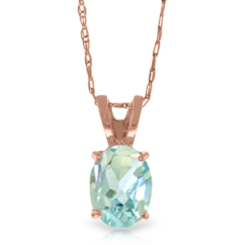 Bead-twisted necklaces-0.75 Carat 14K Rose Gold Solitaire Aquamarine Necklace