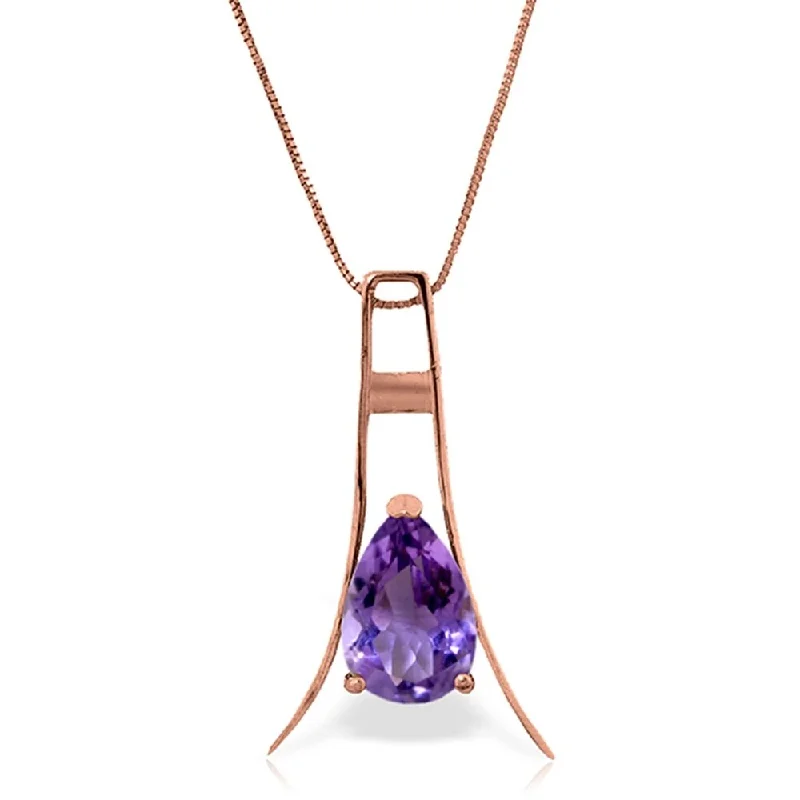 Worn bronze necklaces-14K Rose Gold Purple Amethyst Class Necklace Deluxe