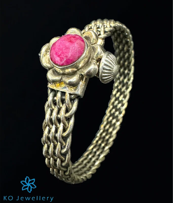 Mesh charm bangles-The Pink Silver Antique Openable Bracelet (Size 2.3)