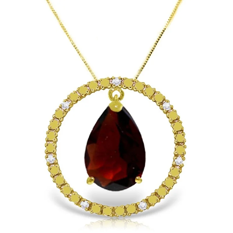 Regency style necklaces-6.6 Carat 14K Gold Diamond Garnet Circle of Love Necklace