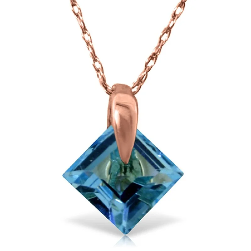 Citrine pendant necklaces-14K Rose Gold Blue Topaz New Deluxe Necklace