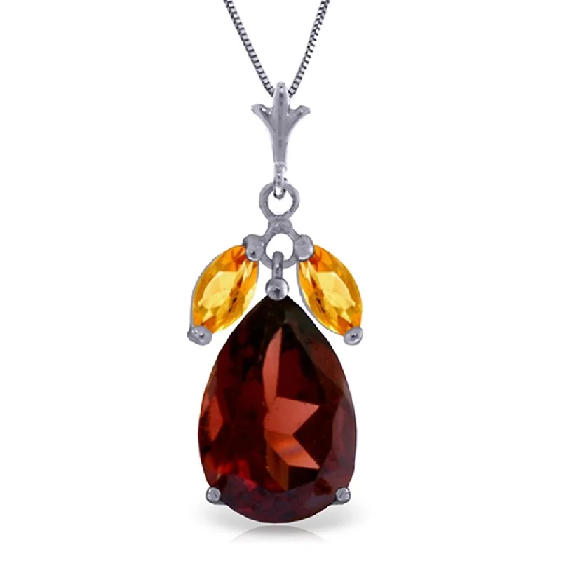 Vine braid necklaces-6.5 Carat 14K White Gold Read My Lips Garnet Citrine Necklace