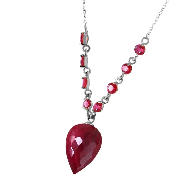 Luxe gem necklaces-14 Carat 14K Solid White Gold Dreamy Pleasure Ruby Necklace