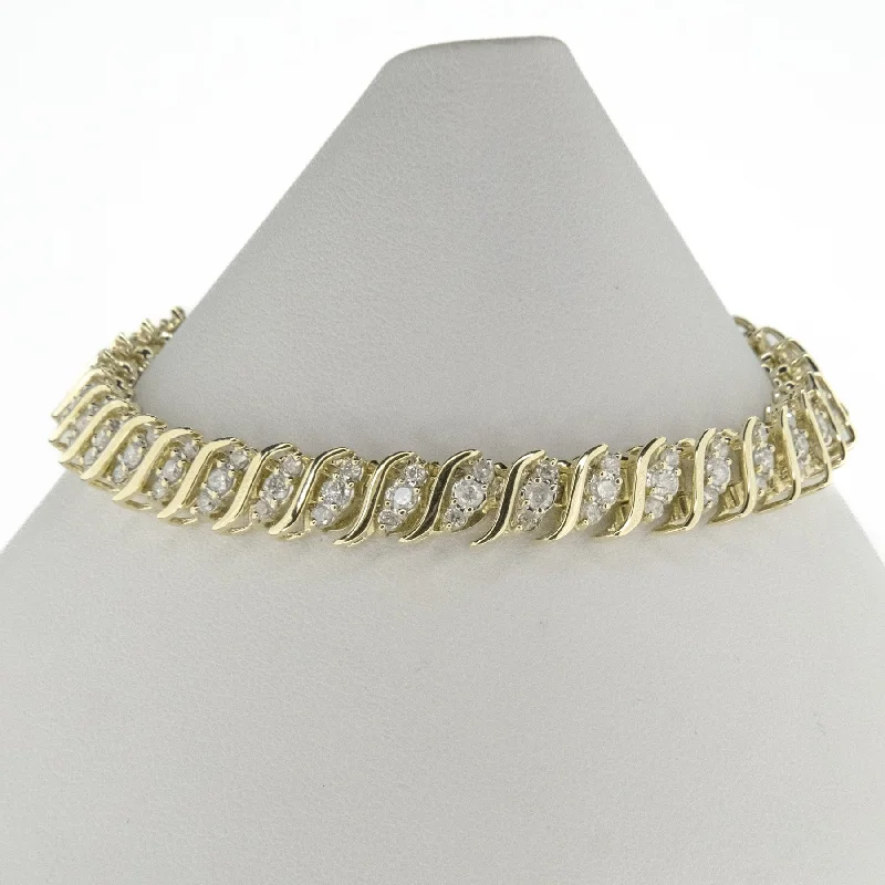 Pure link bangles-3.00ctw Multi Diamond 7.5" Tennis Bracelet in 14K Yellow Gold