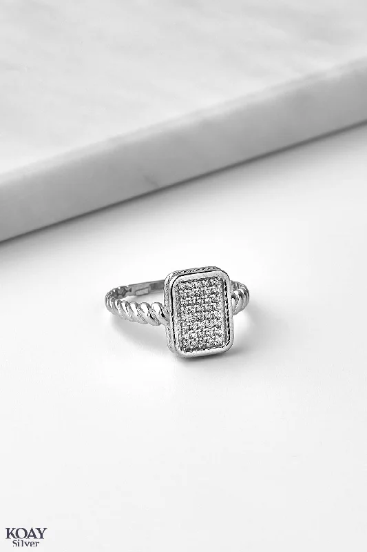 Worn clasp rings-Zircon Ring (075-Rectangle)