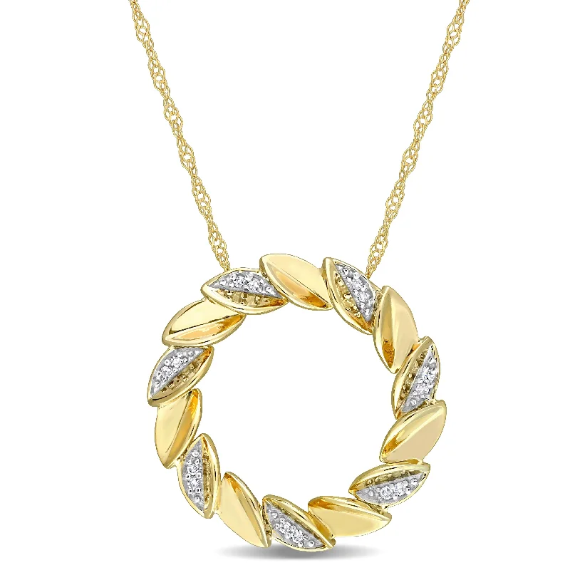 Secure clasp necklaces-Miadora Diamond Accent Circle of Life Necklace in 10k Yellow Gold