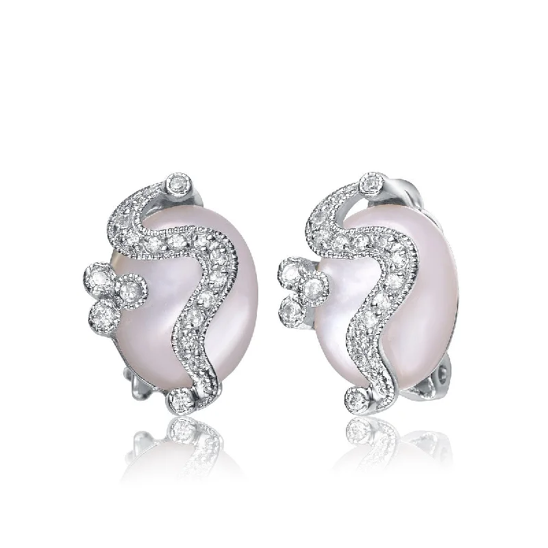 Camille White Stone Swirl Stud Earrings