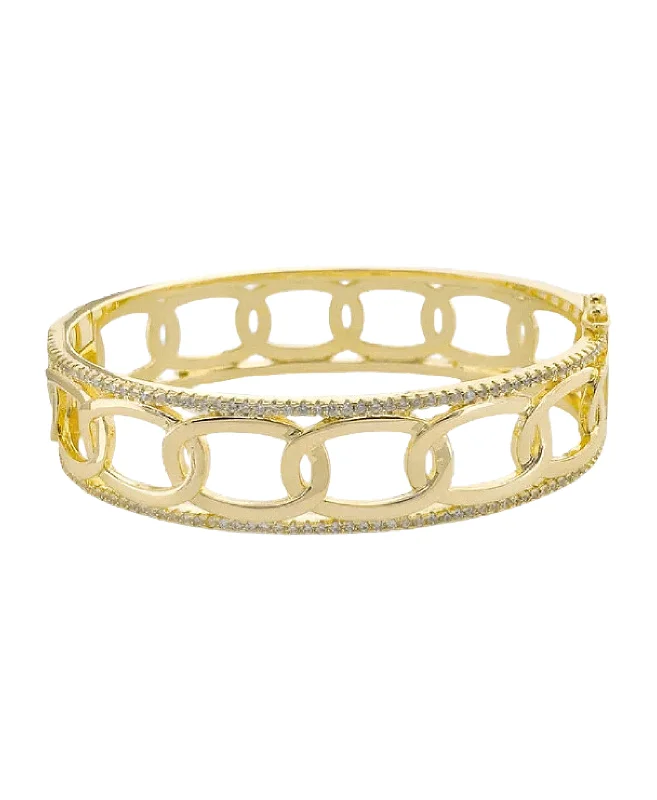 Satin gloss bangles-CZ Oval Bangle Bracelet