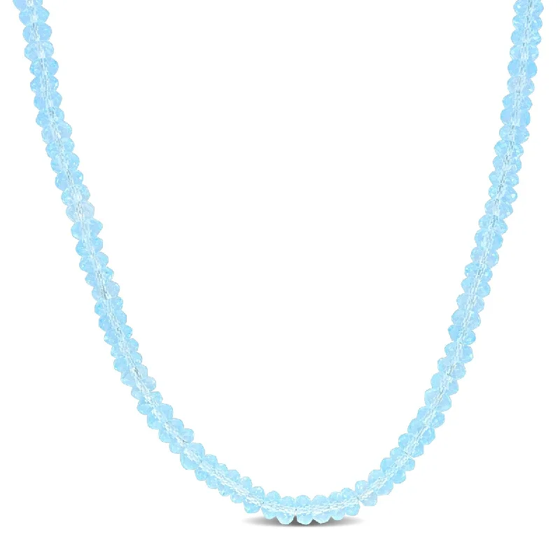 Mist bead necklaces-Miadora 19ct TGW Fancy-Cut Sky Blue Topaz Bead Necklace Sterling Silver-17+2 in.