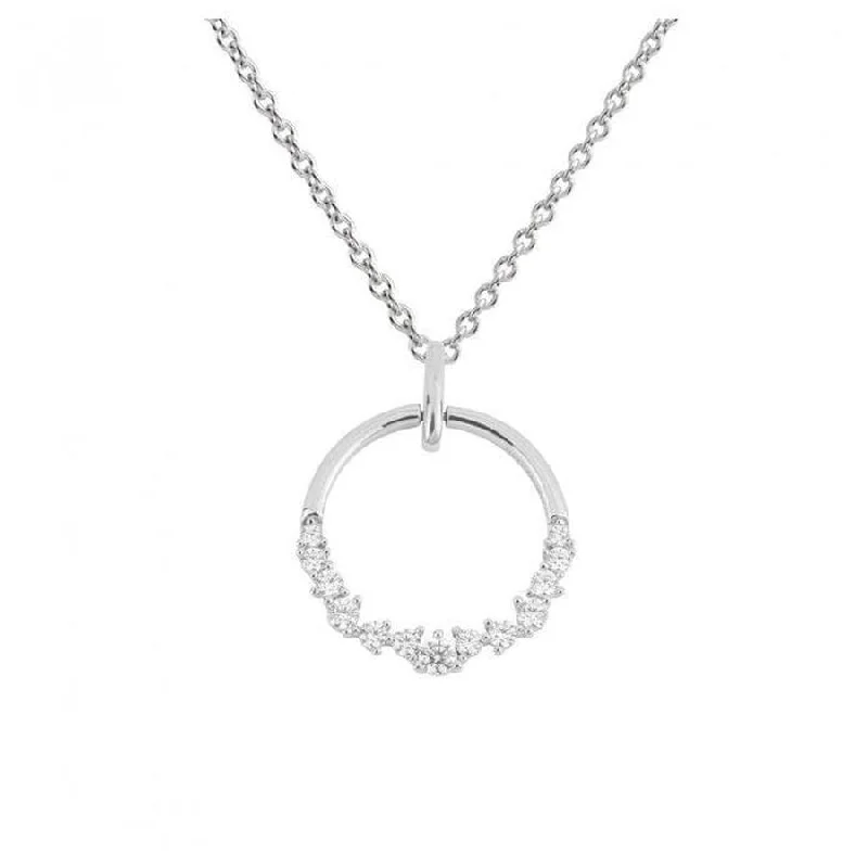 Sleek band engagement rings-Silver Cubic Zirconia Set Open Circle Pendant