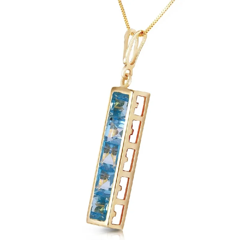 Braided link necklaces-2.25 CTW 14K Solid Gold Unbound Blue Topaz Necklace