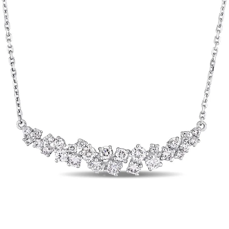 Cool wood necklaces-Miadora Signature Collection 14k White Gold 1-1/10ct TDW Diamond Clustered Journey Necklace