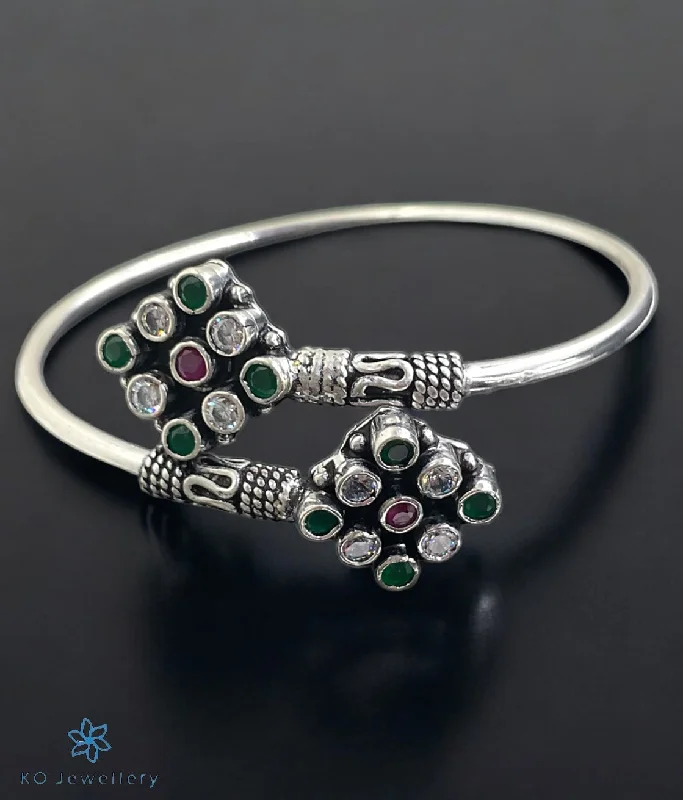 Beaded cluster bangles-The Saira Silver Openable Gemstone Bracelet