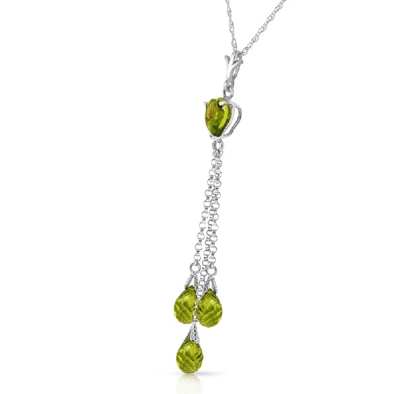 Quartz healing necklaces-4.75 CTW 14K Solid White Gold Proceed Towards Peridot Necklace