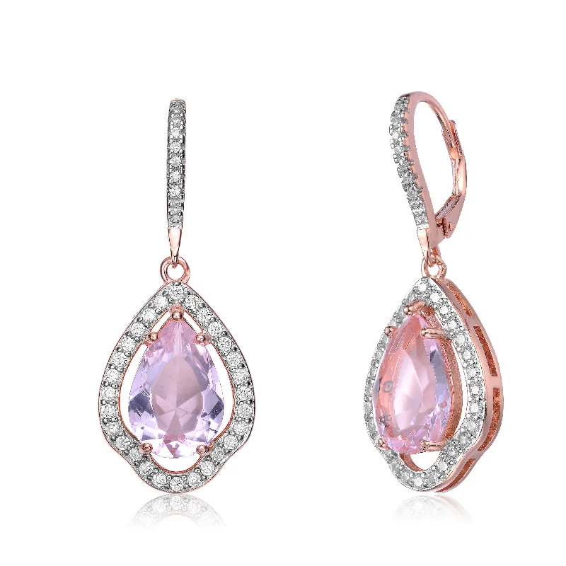 Yvonne Light Purple Cubic Zirconia Drop Earrings