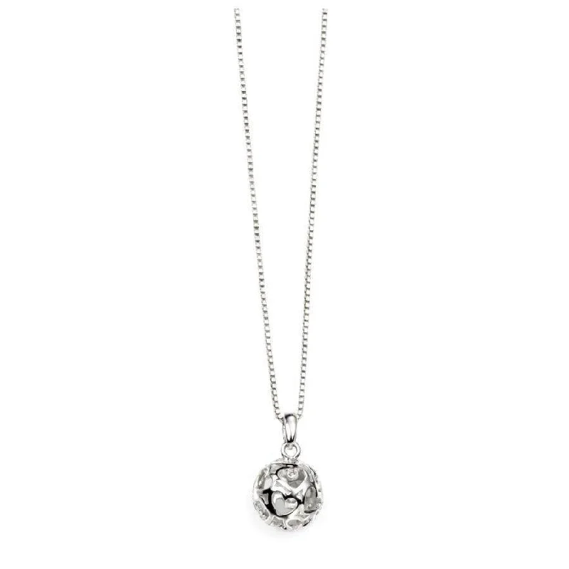 Pure eternity engagement rings-Silver Diamond Set Heart Ball Pendant