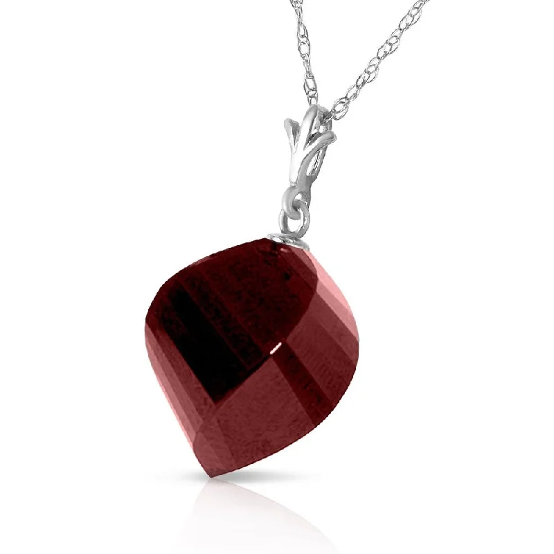 Thick bar necklaces-15.25 CTW 14K Solid White Gold Necklace Twisted Briolette Ruby