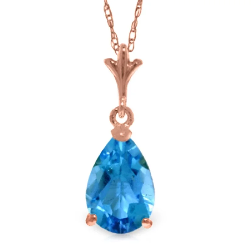 Secure clasp necklaces-1.5 Carat 14K Rose Gold Pear Blue Topaz Necklace