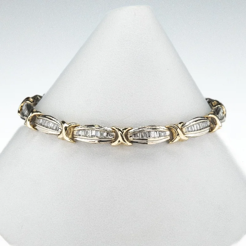 Lily motif bangles-3.00ctw Multi Diamond 8" Tennis Bracelet in 14K Two Tone Gold