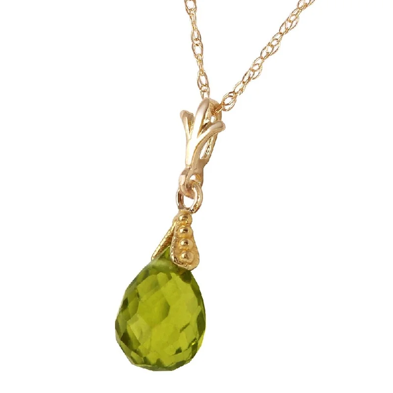 Secure clasp necklaces-2.5 Carat 14K Solid Gold Ripeness Peridot Necklace