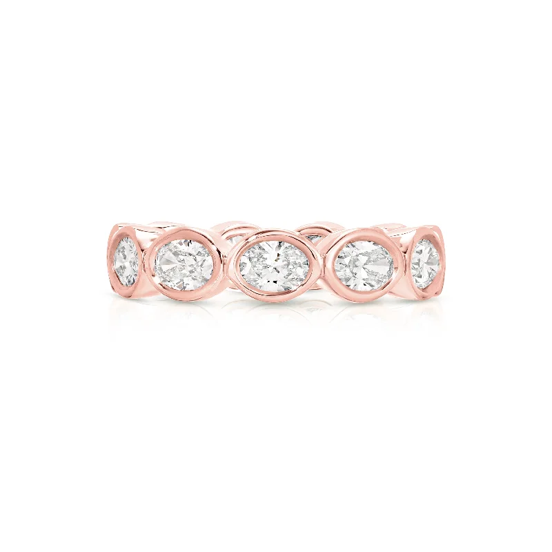 Bold cocktail rings-East West Bezel Oval Eternity Band