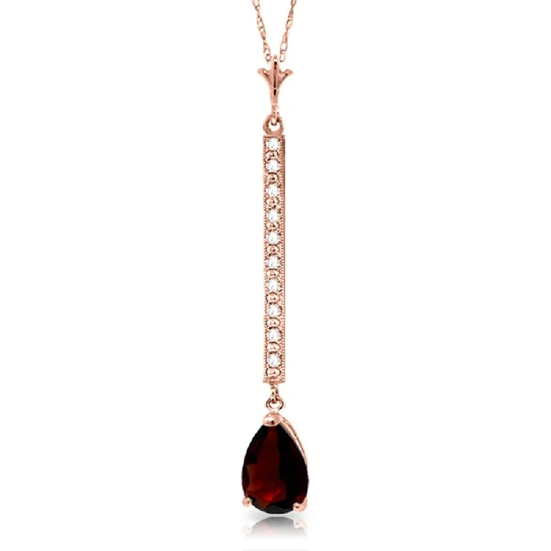 Onyx healing necklaces-14K Rose Gold Diamond & Garnet Necklace Gemstone