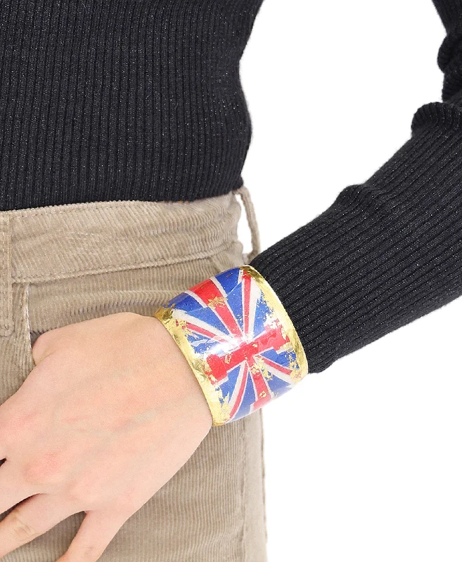 Woven cord bangles-Handmade London Flag Cuff Bracelet