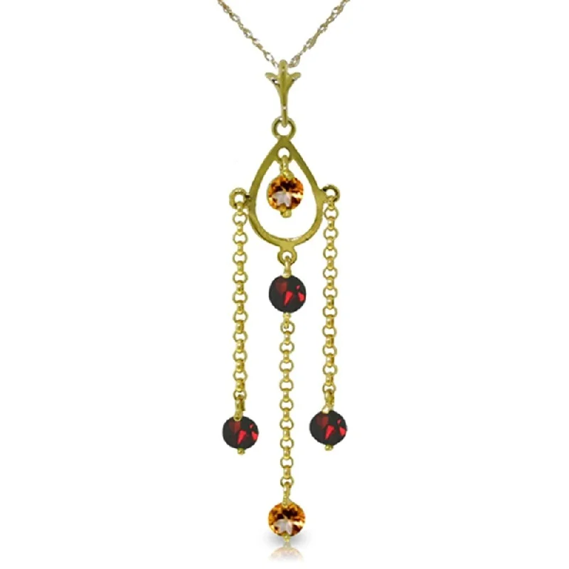 Mesh choker necklaces-1.5 Carat 14K Gold Lifetime Love Citrine Garnet Necklace