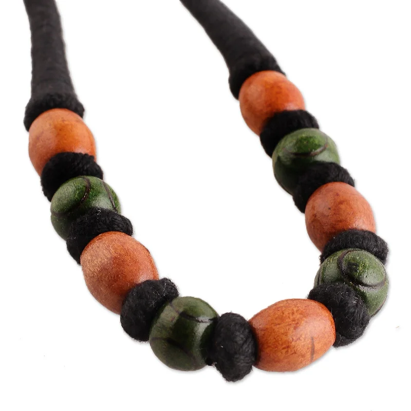 High gloss necklaces-Novica Handmade Bold Fusion Wood Beaded Necklace