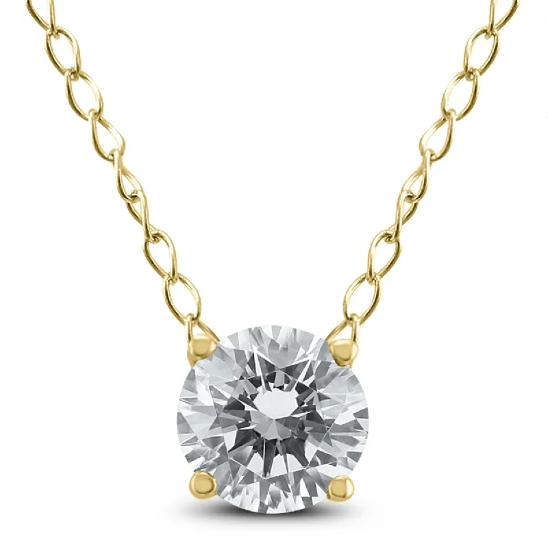 Bamboo weave necklaces-Marquee 1/3 Carat Floating Round Diamond Solitaire Necklace in 14K Yellow Gold