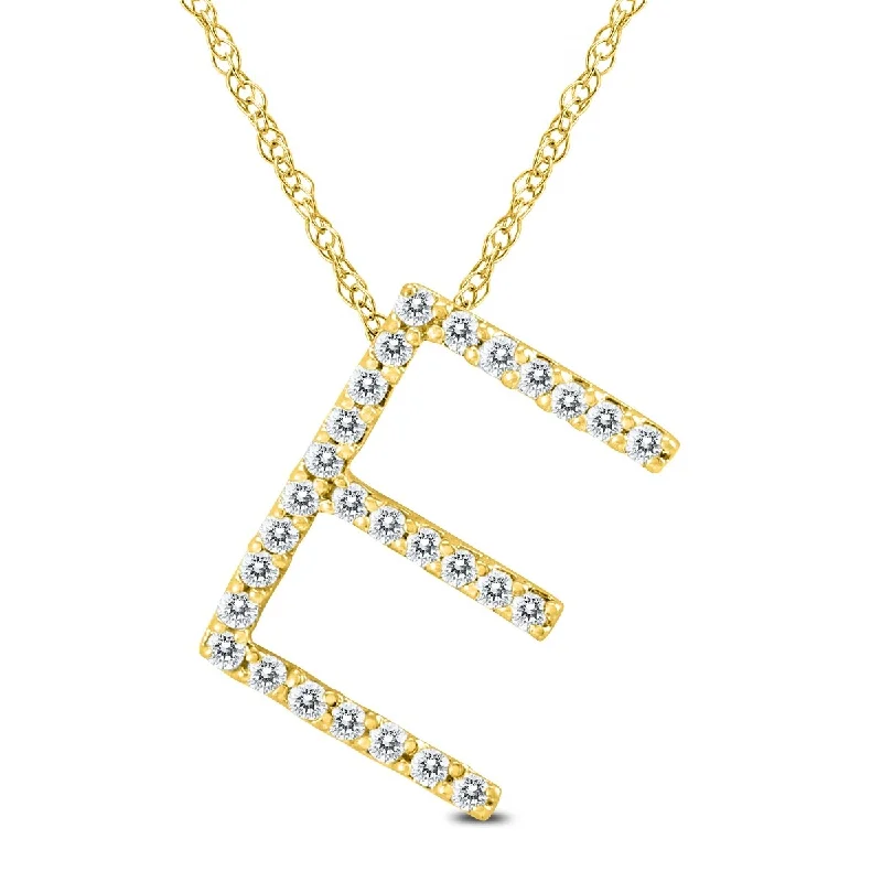 Lunar glow necklaces-Marquee 1/6 Carat TW E Initial Diamond Pendant Necklace in 10K Yellow Gold with Adjustable Chain