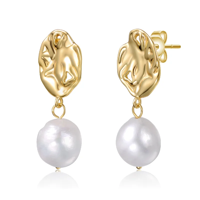 Brigitte Pearl Crinkled Drop Earrings