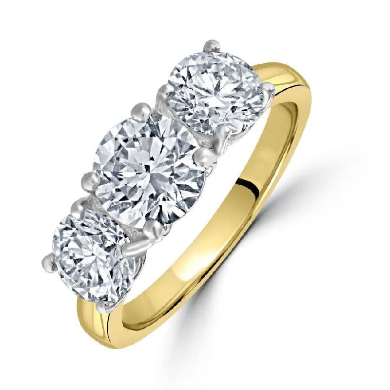 Art deco gem engagement rings-18ct Yellow Gold Round Brilliant Cut Diamond Trilogy Ring