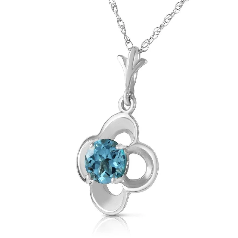 Silk cord necklaces-0.55 Carat 14K Solid White Gold Try Again Blue Topaz Necklace