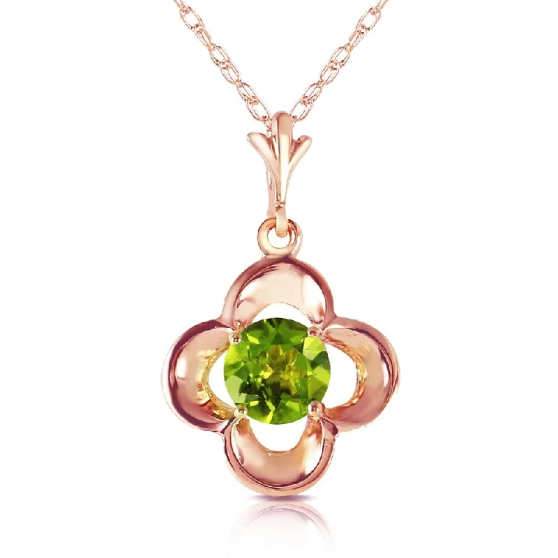 Satin gloss necklaces-14K Rose Gold Peridot Necklace Genuine