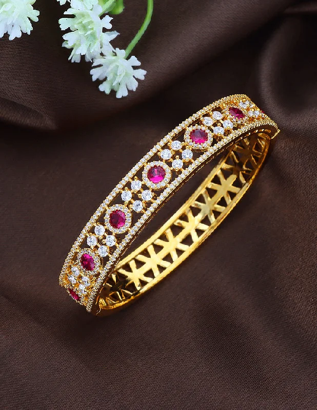 Pure star bangles-Zirconia Gold Polish Kada Bracelet