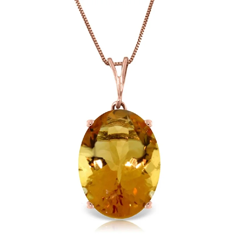 Shiny charm necklaces-14K Rose Gold Necklace w/ Oval Citrine