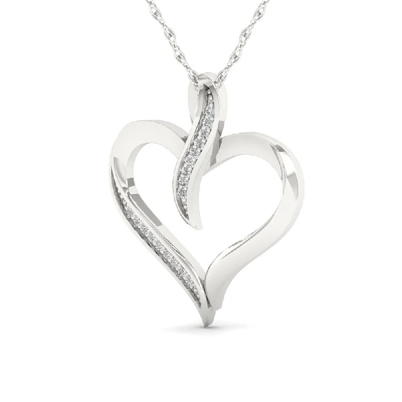 Bead weave necklaces-De Couer 10K White Gold 1/20ct TDW Diamond Necklace