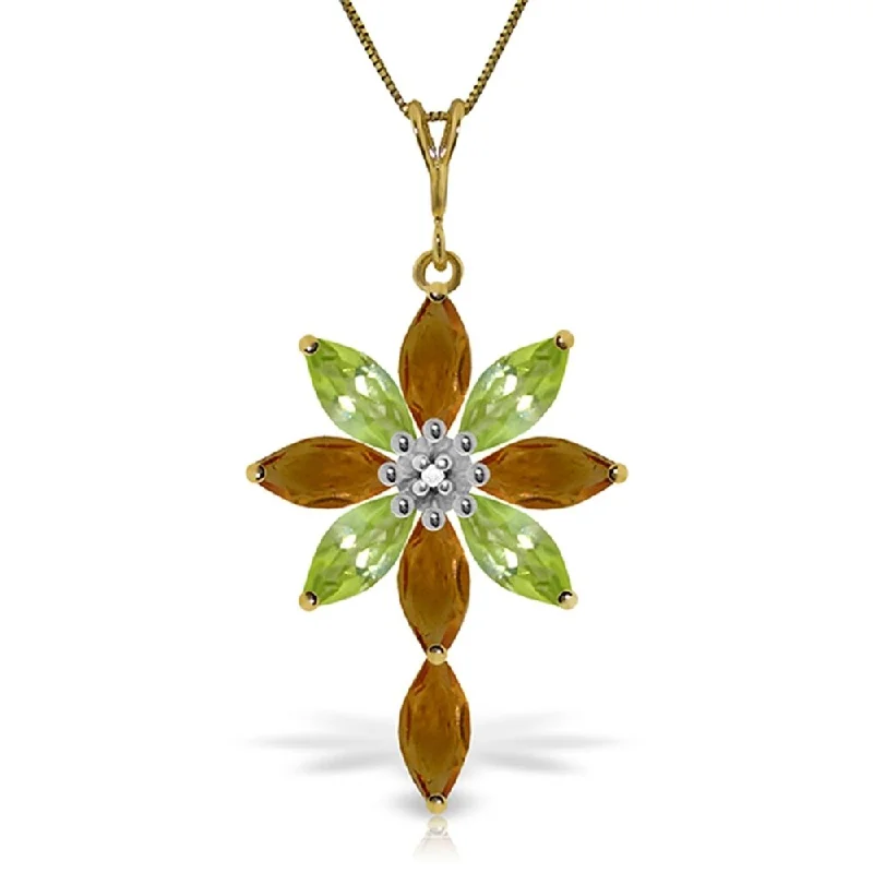 Crystal braid necklaces-2 Carat 14K Gold Necklace Diamond, Citrine Peridot