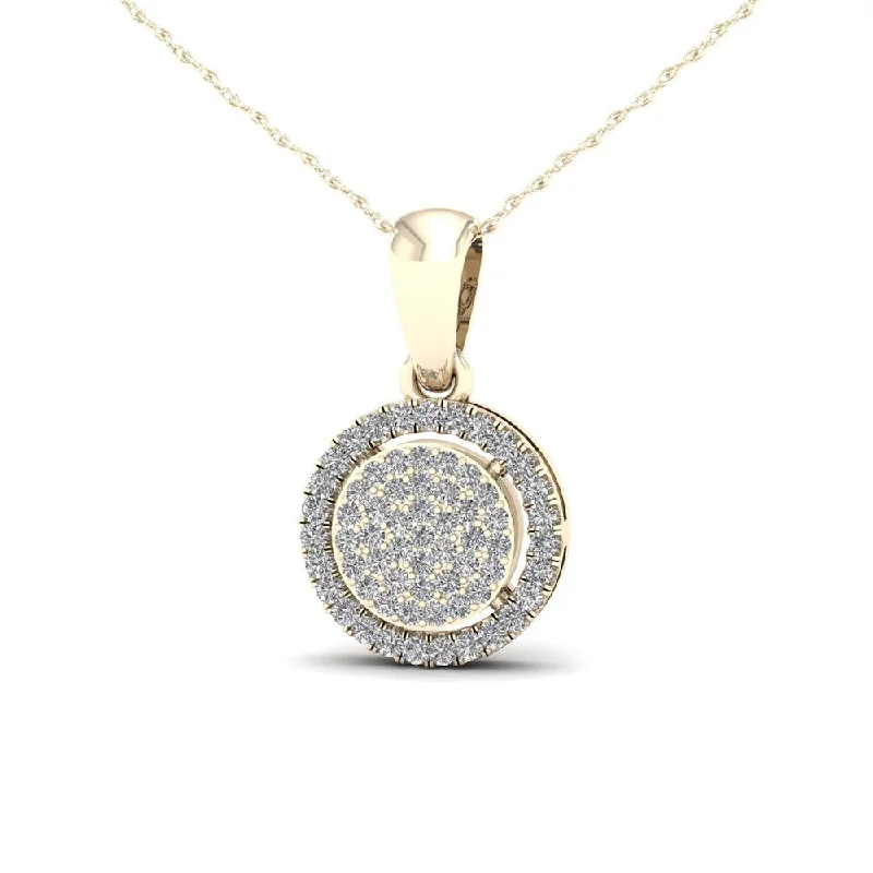 Sapphire stone necklaces-De Couer 1/6ct TDW Diamond Halo Necklace - Yellow