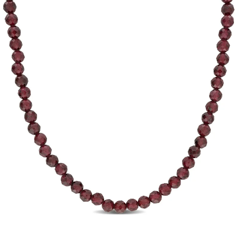 Sleek cross necklaces-Miadora 16ct TGW Fancy-Cut Garnet Facetted Bead Necklace Yellow Silver-17+2 in.