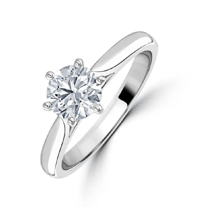 Victorian style engagement rings-1.00ct Round Brilliant Cut Diamond Solitaire Platinum Ring